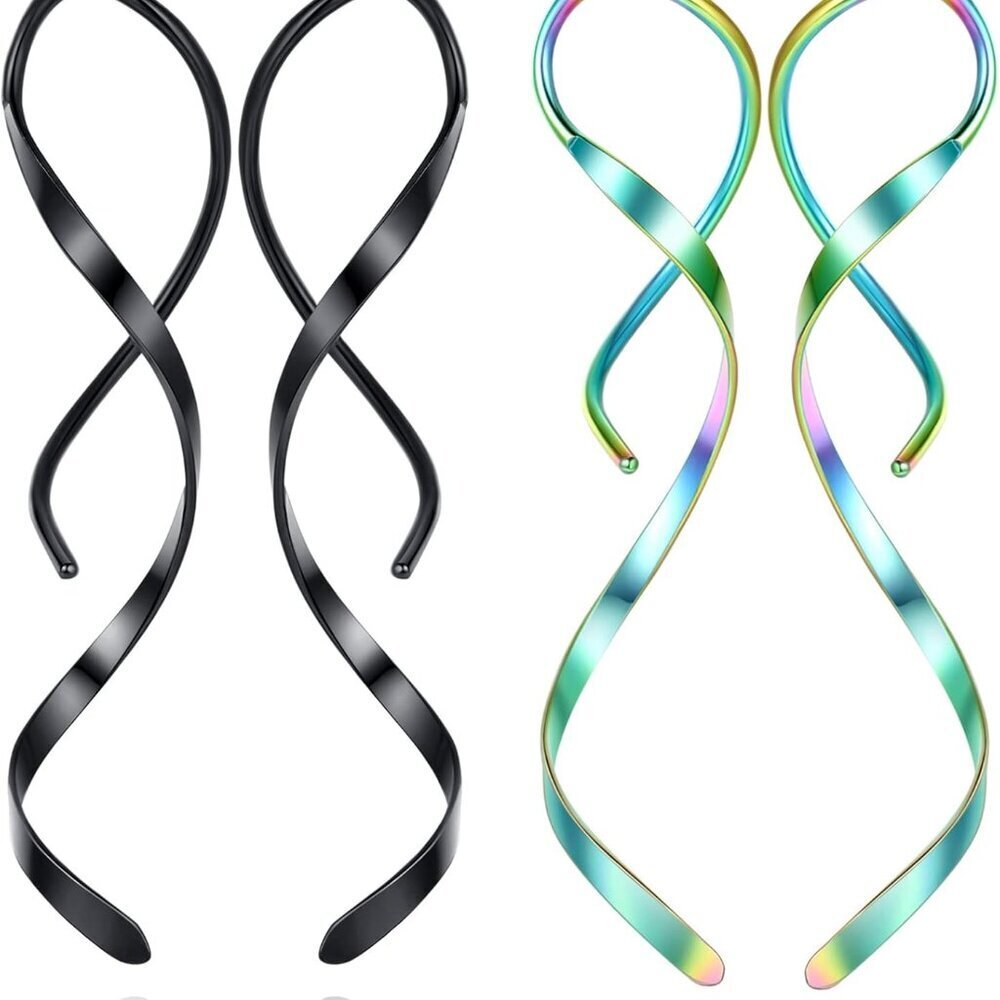 Spiral Threader Earrings, 18G Hypoallergenic 316L Stainless Steel Drop Dangle Ha